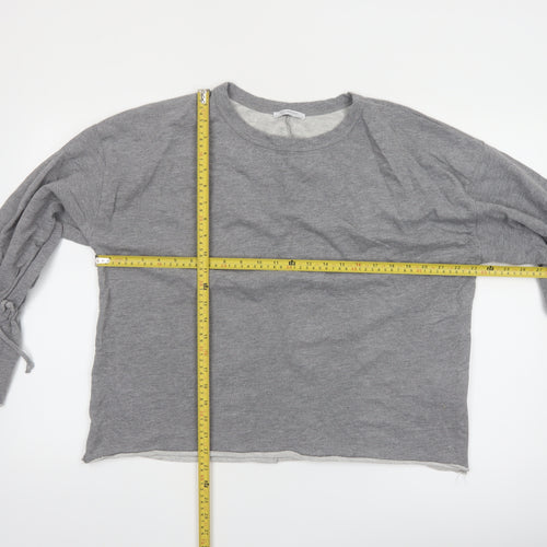Zara Trafaluc Womens Grey Cotton Blend Long Sleeve Pullover Sweatshirt Size 8