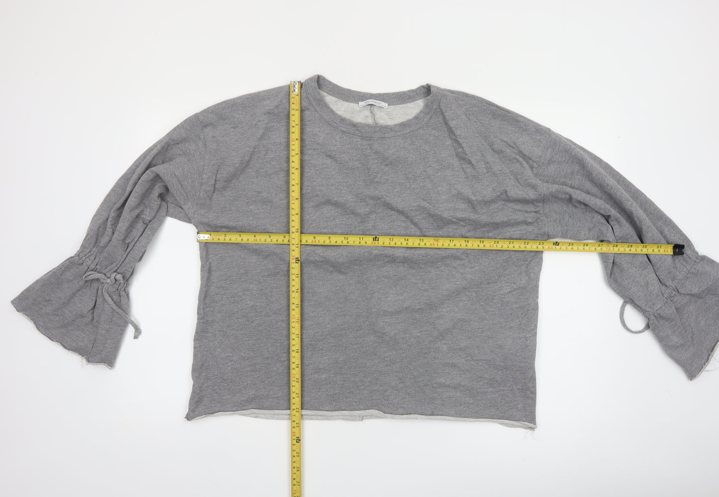 Zara Trafaluc Womens Grey Cotton Blend Long Sleeve Pullover Sweatshirt Size 8