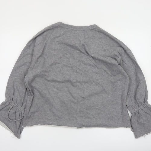 Zara Trafaluc Womens Grey Cotton Blend Long Sleeve Pullover Sweatshirt Size 8