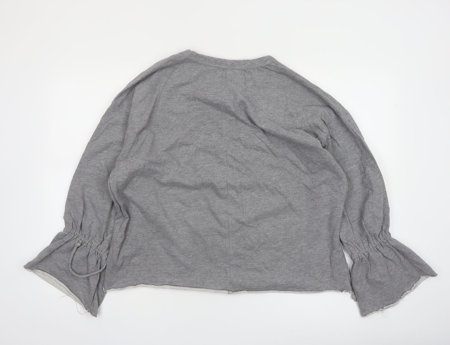 Zara Trafaluc Womens Grey Cotton Blend Long Sleeve Pullover Sweatshirt Size 8