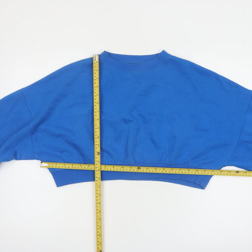 Rising Women Blue Cropped Pullover Sweatshirt S/M Cotton Blend