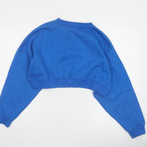 Rising Women Blue Cropped Pullover Sweatshirt S/M Cotton Blend