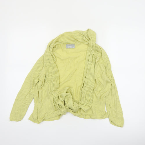 Wallis Women Green Knit Open Tie Cardigan Size M Long Sleeve