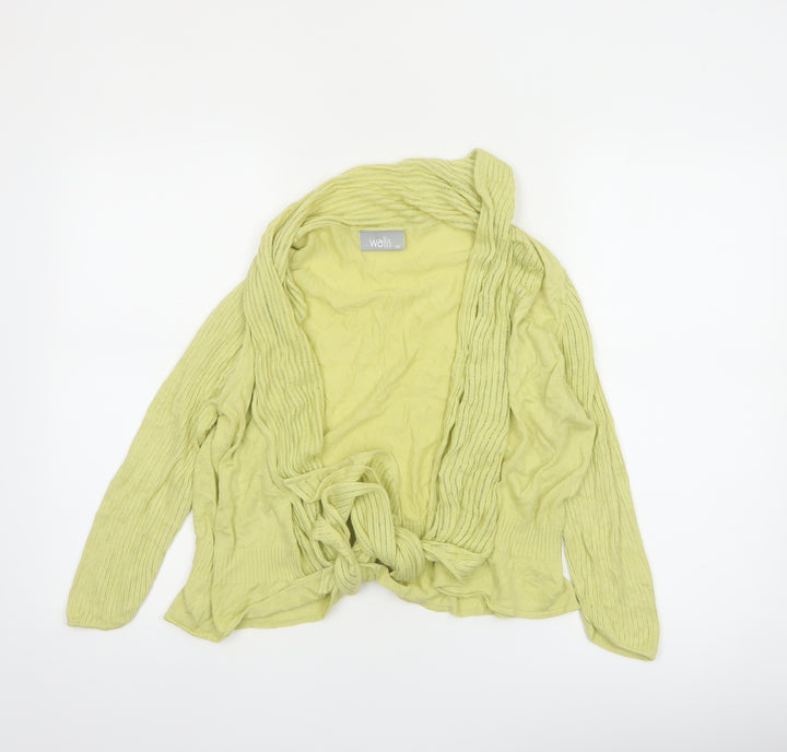 Wallis Women Green Knit Open Tie Cardigan Size M Long Sleeve