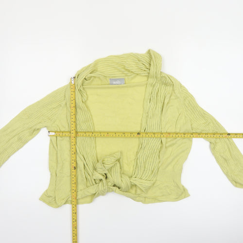 Wallis Women Green Knit Open Tie Cardigan Size M Long Sleeve