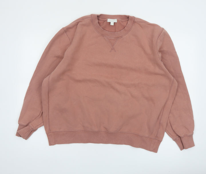 COS Women’s Pink Cotton Pullover Sweatshirt Size L 14 Classic Crew Neck