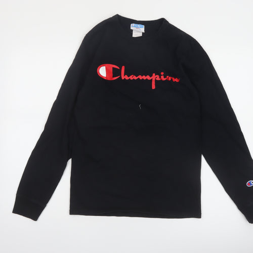 Champion Men's Black Small Long Sleeve Cotton Casual Top