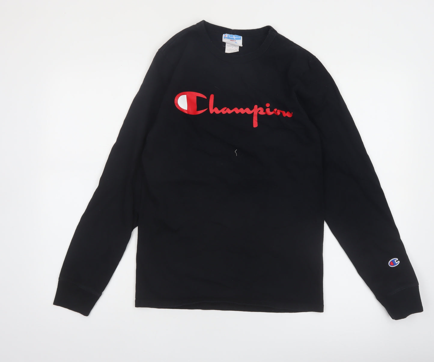 Champion Men's Black Small Long Sleeve Cotton Casual Top