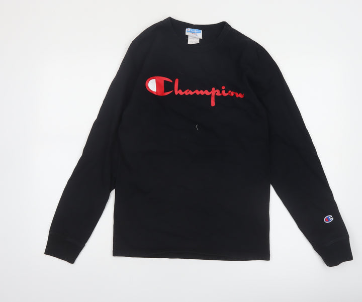 Champion Men's Black Small Long Sleeve Cotton Casual Top