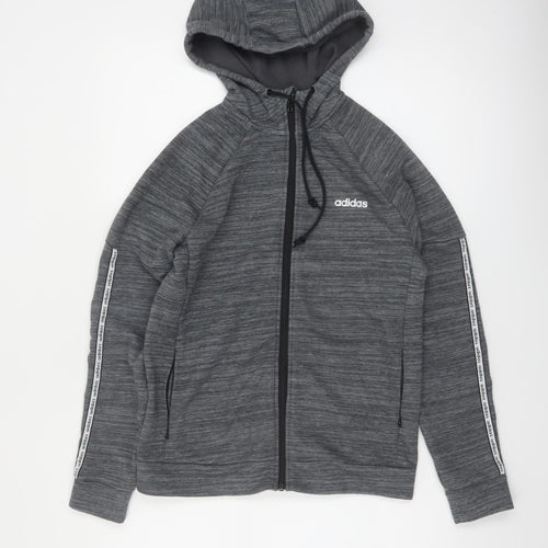 Adidas Women’s Grey Full Zip Hooded Sweatshirt Size S 8-10