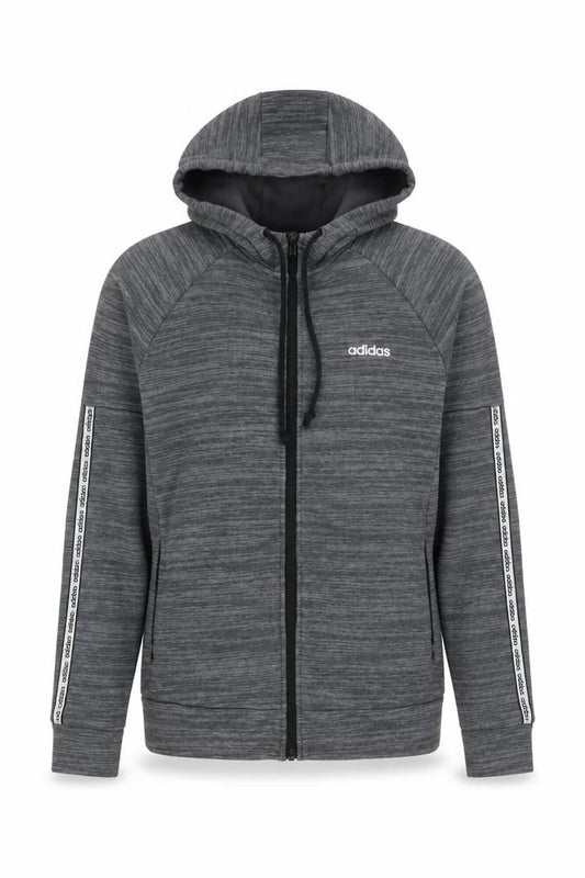 Front view of Adidas Women’s Grey Full Zip Hooded Sweatshirt, size S, 8-10