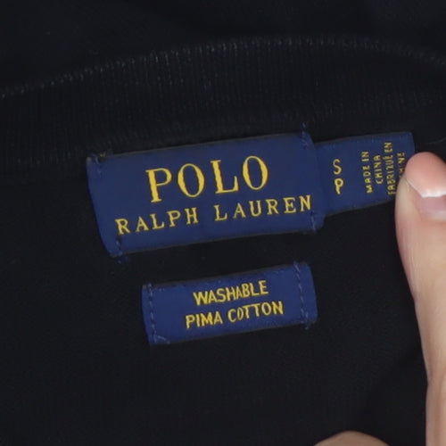 Ralph Lauren Women's Black Cotton Crew Neck Button Cardigan Size S