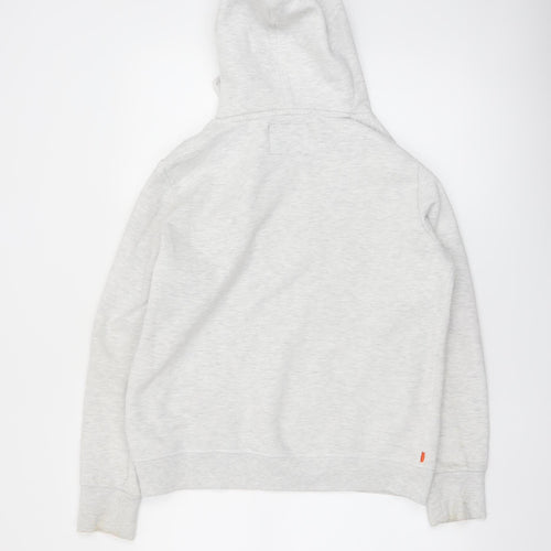 Superdry Womens Grey Logo Hoodie UK 14 Pullover Casual Sweatshirt