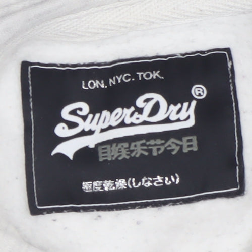 Superdry Womens Grey Logo Hoodie UK 14 Pullover Casual Sweatshirt