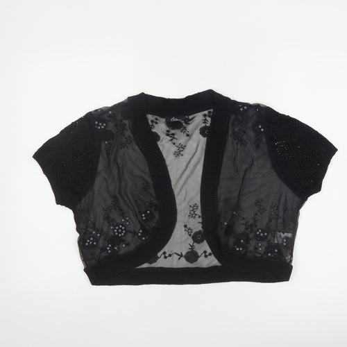 Bm Collection Women's Black Sheer Cropped Blouse Size 18
