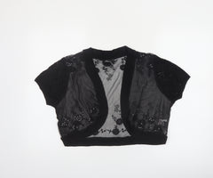 Bm Collection Women's Black Sheer Cropped Blouse Size 18