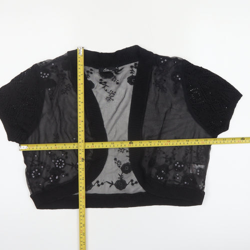Bm Collection Women's Black Sheer Cropped Blouse Size 18