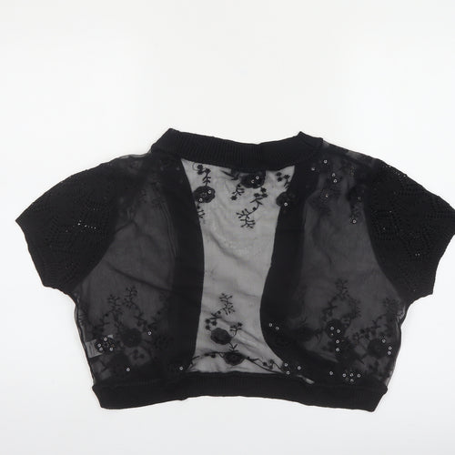 Bm Collection Women's Black Sheer Cropped Blouse Size 18