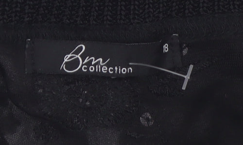 Bm Collection Women's Black Sheer Cropped Blouse Size 18