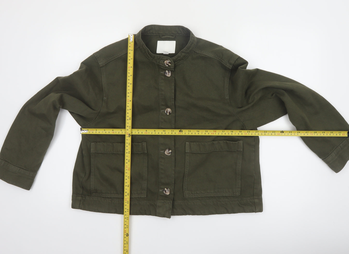 H&M Women’s Green Cotton Military Jacket Size 12 Regular