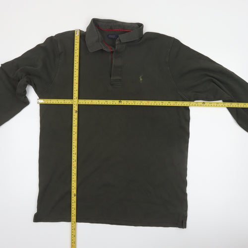 Ralph Lauren Mens Khaki Long Sleeve Polo Shirt XXL Cotton Classic Fit