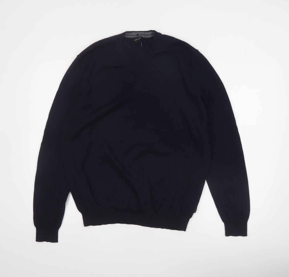 Back view of Hugo Boss Men's Black 2XL V-Neck Knit jumper