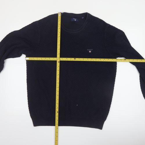 Gant Men's Blue Cotton Crew Neck Pullover Jumper XL