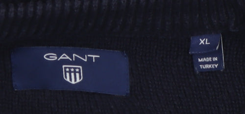 Gant Men's Blue Cotton Crew Neck Pullover Jumper XL