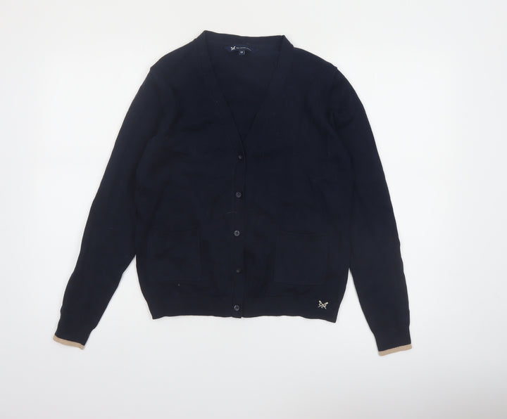 Crew Clothing Company Womens Blue Cotton Blend V-Neck Cardigan Size 12