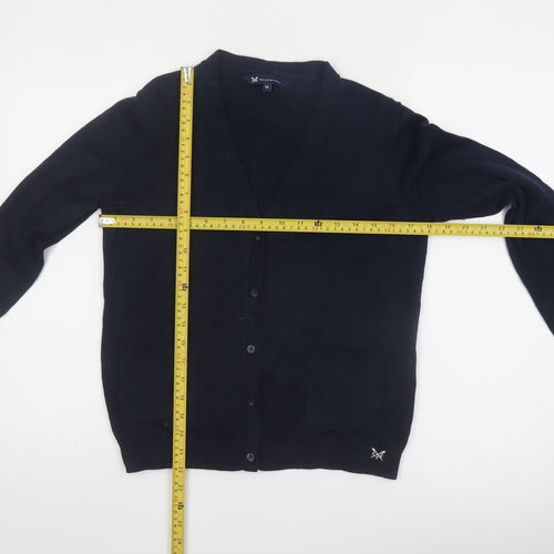 Crew Clothing Company Womens Blue Cotton Blend V-Neck Cardigan Size 12