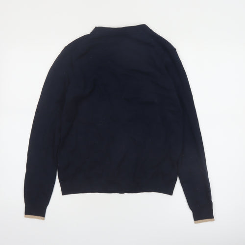 Crew Clothing Company Womens Blue Cotton Blend V-Neck Cardigan Size 12