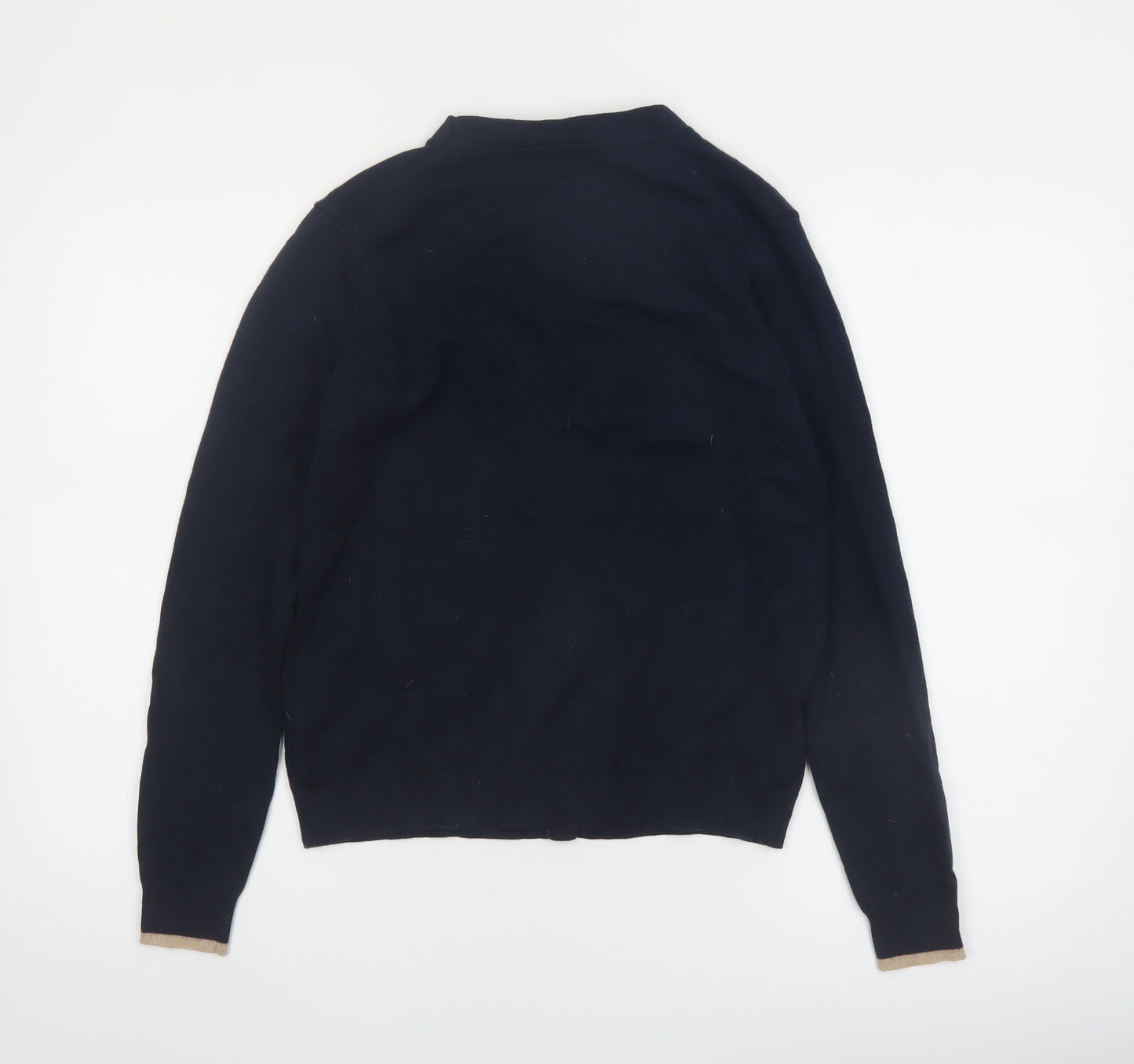 Crew Clothing Company Womens Blue Cotton Blend V-Neck Cardigan Size 12