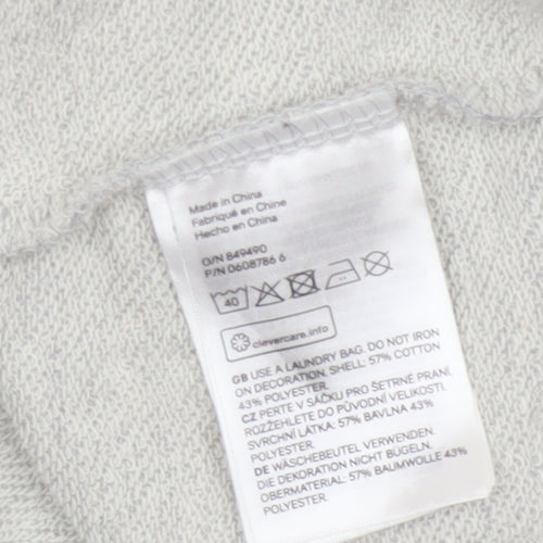 H&M Womens Grey Beaded Sweatshirt Size 12 Regular Cotton Blend