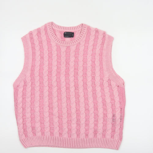 ASOS DESIGN Women's Pink Cable Knit Sleeveless Vest Jumper 2XL