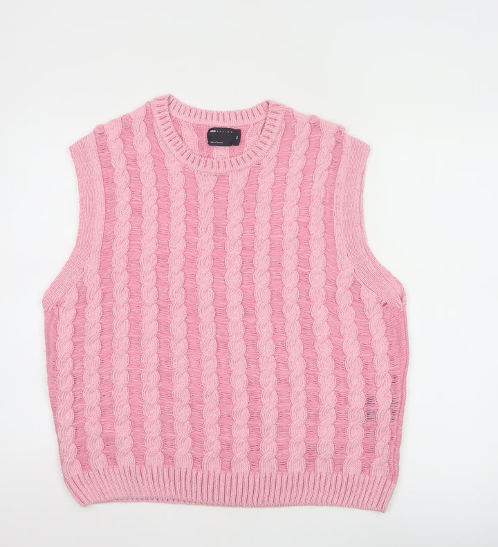 ASOS DESIGN Women's Pink Cable Knit Sleeveless Vest Jumper 2XL