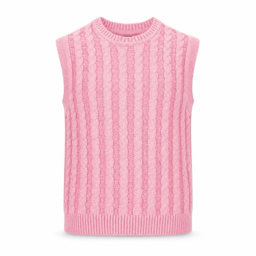 ASOS DESIGN Women's Pink Cable Knit Sleeveless Vest Jumper 2XL