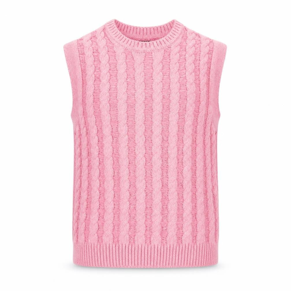 ASOS DESIGN Women's Pink Cable Knit Sleeveless Vest Jumper 2XL
