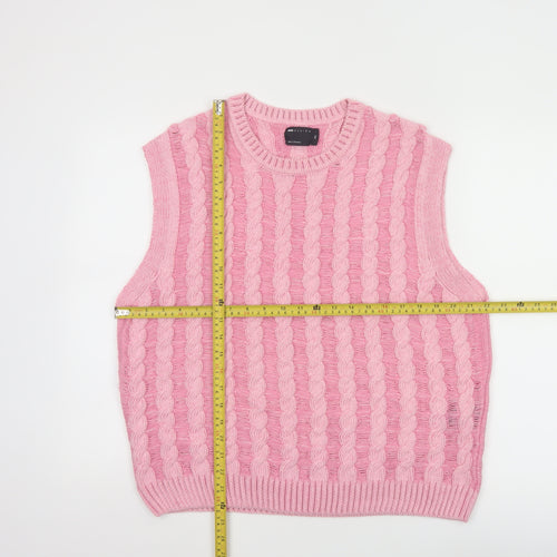 ASOS DESIGN Women's Pink Cable Knit Sleeveless Vest Jumper 2XL