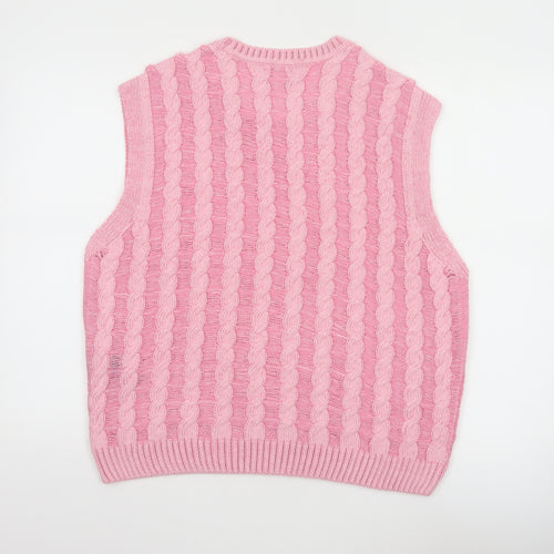 ASOS DESIGN Women's Pink Cable Knit Sleeveless Vest Jumper 2XL