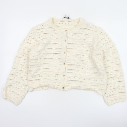 Marks and Spencer Women Ivory Open Knit Cotton Cardigan M