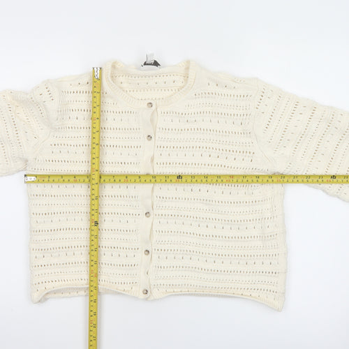 Marks and Spencer Women Ivory Open Knit Cotton Cardigan M