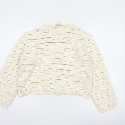 Marks and Spencer Women Ivory Open Knit Cotton Cardigan M