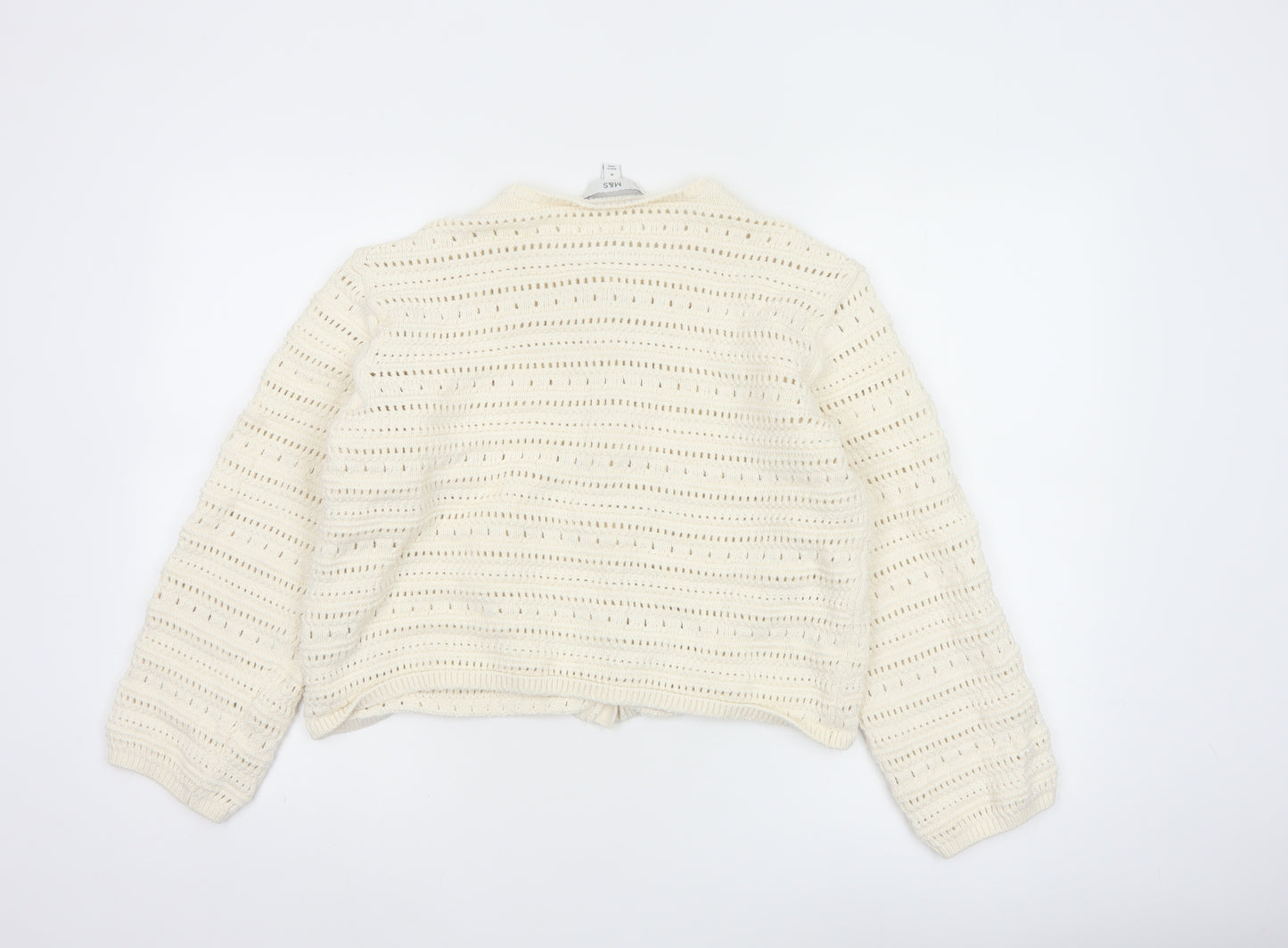 Marks and Spencer Women Ivory Open Knit Cotton Cardigan M