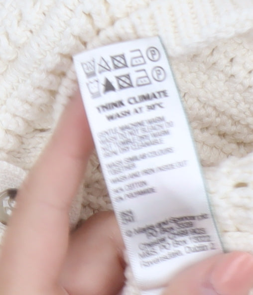 Marks and Spencer Women Ivory Open Knit Cotton Cardigan M