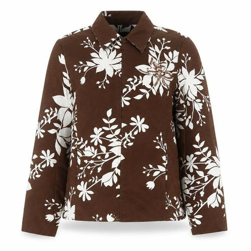 Susan Graver Women Brown Floral Cotton Jacket Size S Casual
