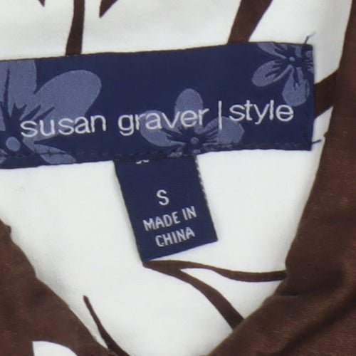 Susan Graver Women Brown Floral Cotton Jacket Size S Casual