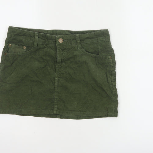 H&M L.O.G.G Women Green Corduroy Short Skirt Size 8