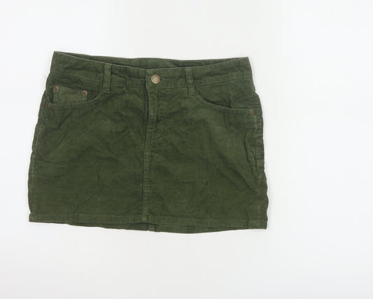 H&M L.O.G.G Women Green Corduroy Short Skirt Size 8