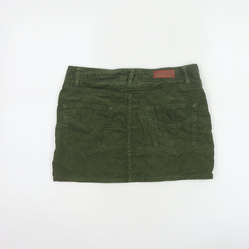 H&M L.O.G.G Women Green Corduroy Short Skirt Size 8