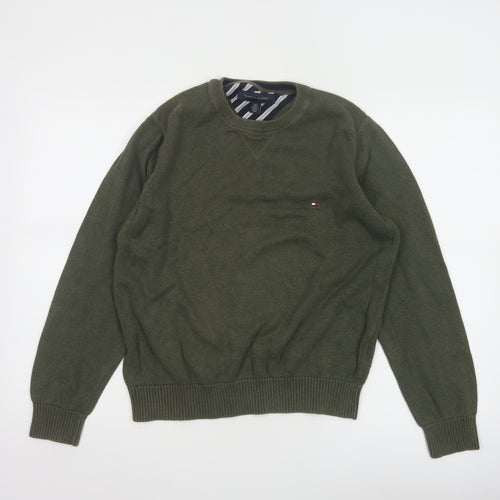 Tommy Hilfiger Women Green Cotton Crew Neck Jumper Size S
